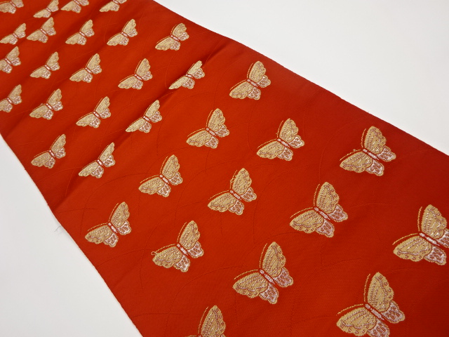 リサイクル　蝶模様織り出し名古屋帯